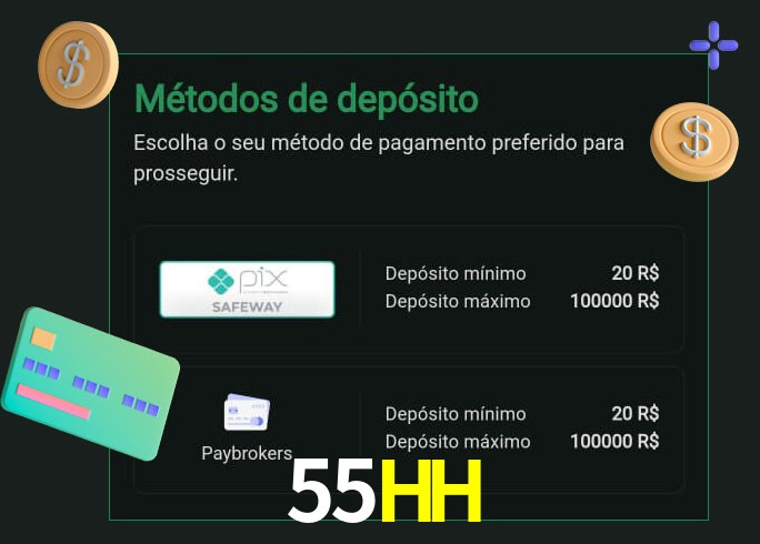 O cassino 55HH oferece uma grande variedade de métodos de pagamento